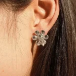 ear-piercing-jewelry-sliver-flower-ear-studs-1 sliver earrings