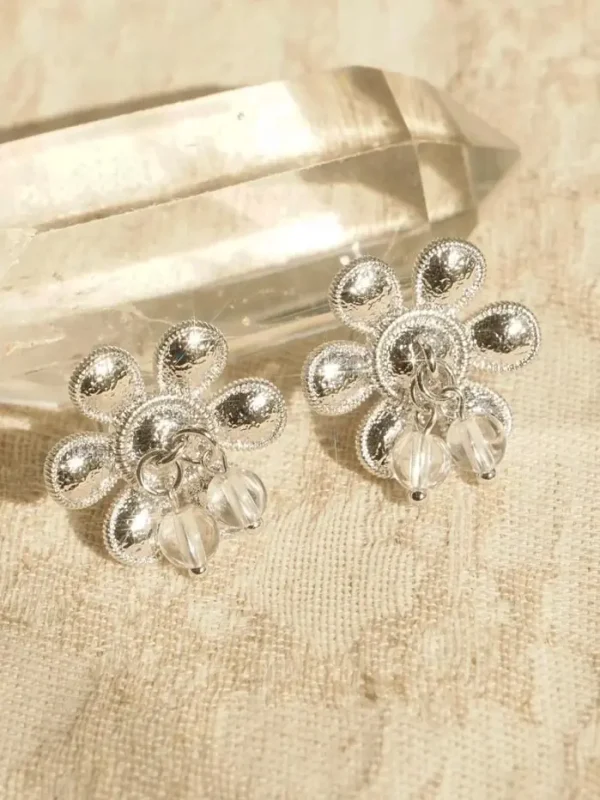 ear-piercing-jewelry-sliver-flower-ear-studs-3 sliver earrings