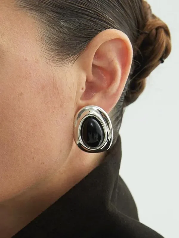 ear-piercing-jewelry-sliver-obsidian-ear-studs-1 vintage earrings