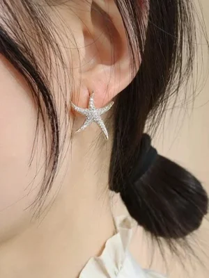 ear-piercing-jewelry-zircon-starfish-ear-studs-1 sliver earrings