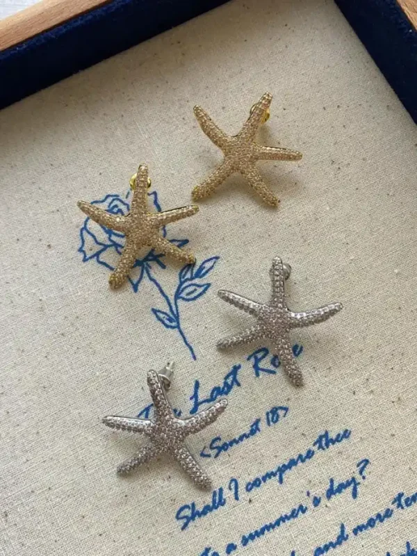 ear-piercing-jewelry-zircon-starfish-ear-studs-3 sliver earrings