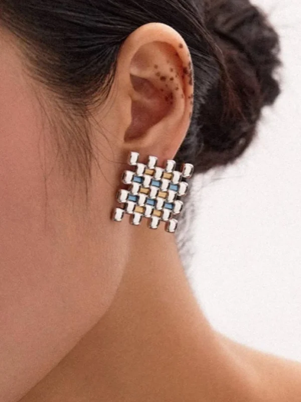 enamel-earrings-square-weaving-1 vintage earrings