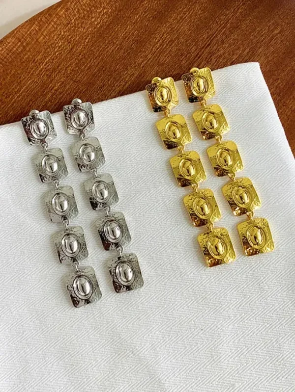 gold-earrings-5-squares-long-style-3 basic earrings