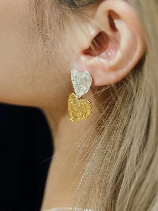 heart-shaped-earrings-gold-and-sliver-2 cute earrings