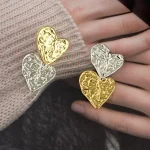 heart-shaped-earrings-gold-and-sliver-3 cute earrings