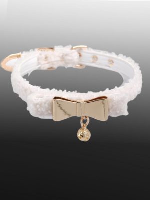 leather-plush-white-cute-collar-bow-choker-1 choker necklaces