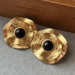 retro-earrings-black-agate-flying-saucer-3 gold earrings