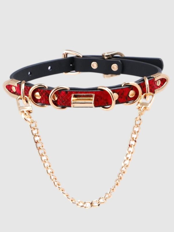 subculture-collar-snake-pattern-with-chain-choker-1 gethic collar
