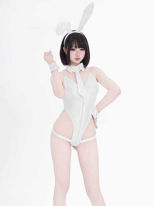 white-bunny-jumpsuit-lingerie-2 bunny cosplay costumes
