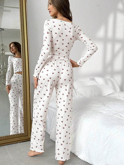cotton-nightgowns-cherry-pattern-set-9 womens loungewear