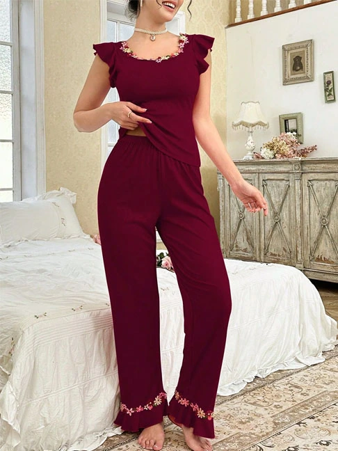 cotton-sleepwear-bell-bottom-pants-set-1 womens loungewear