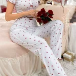 cotton-sleepwear-cute-bows-hearts-set-3 womens loungewear