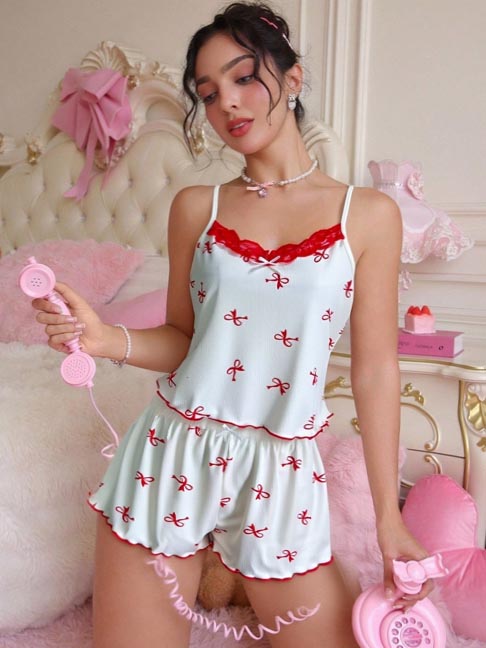 cotton-sleepwear-cute-bows-pants-set-1 womens loungewear