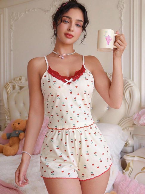 cotton-sleepwear-cute-cherry-pants-set-3 womens loungewear