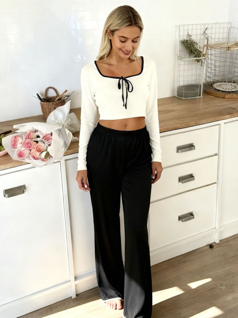 cotton-sleepwear-long-sleeve-strap-set-4 womens loungewear