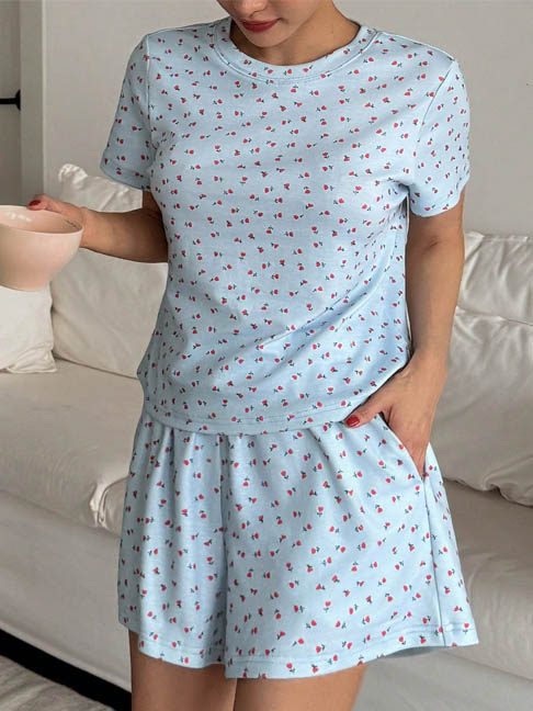 cotton-sleepwear-roses-pattern-set-3 womens loungewear