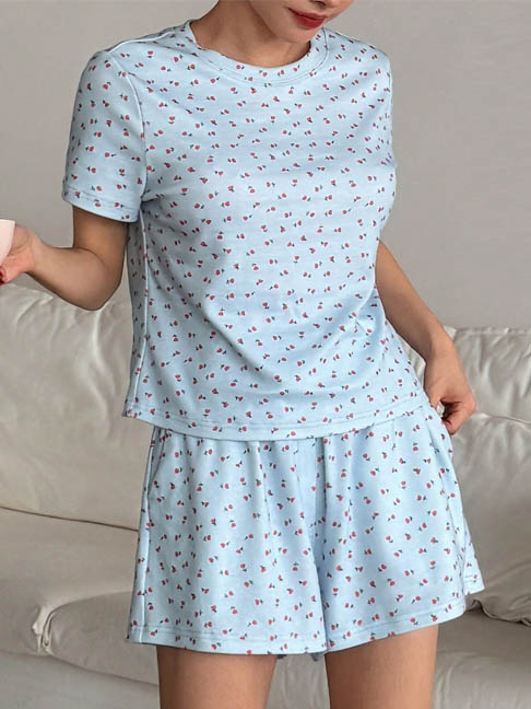 cotton-sleepwear-roses-pattern-set-4 womens loungewear