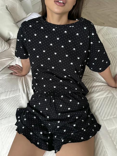 pajamas-crown-pattern-hollow-sleepwear-set-2 womens loungewear