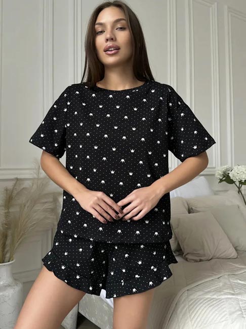 pajamas-crown-pattern-hollow-sleepwear-set-4 womens loungewear