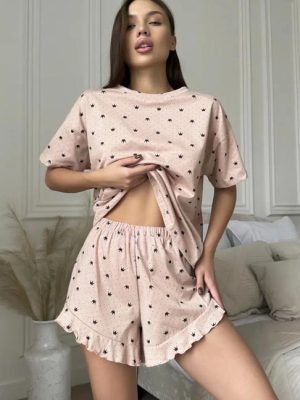 pajamas-crown-pattern-hollow-sleepwear-set-5 womens loungewear