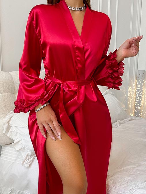 women-pajamas-cute-trim-ropet-6 women silk robe