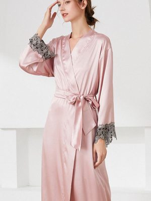 women's nightgown-lace-cuff-7 women silk robe