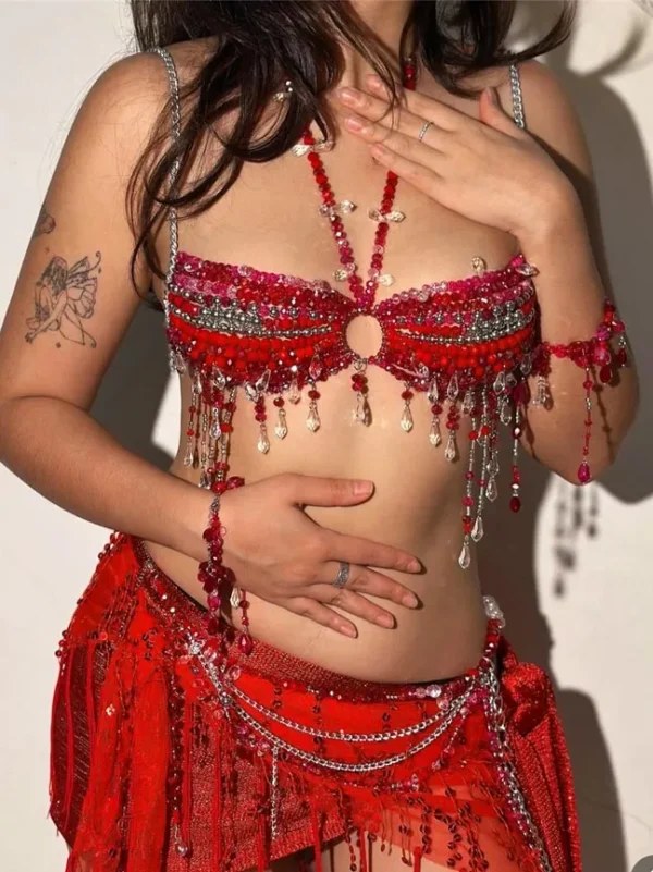 beaded-bra-alluring-rose-1 Girl wear jewelry beaded bra