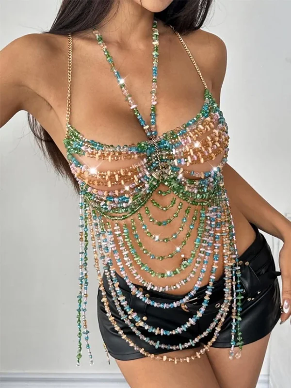 beaded-bra-colorful-raindrops-2 Girl wear jewelry beaded bra