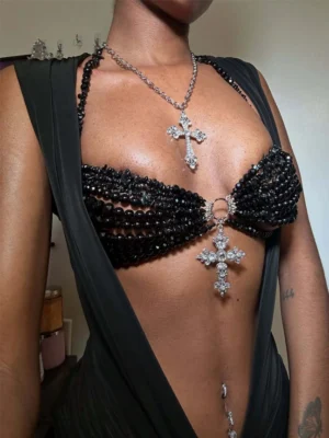 beaded-bra-night-black-2 Girl wear jewelry beaded bra