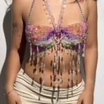 beaded-bra-rainbow-smile-1 Girl wear jewelry beaded bra