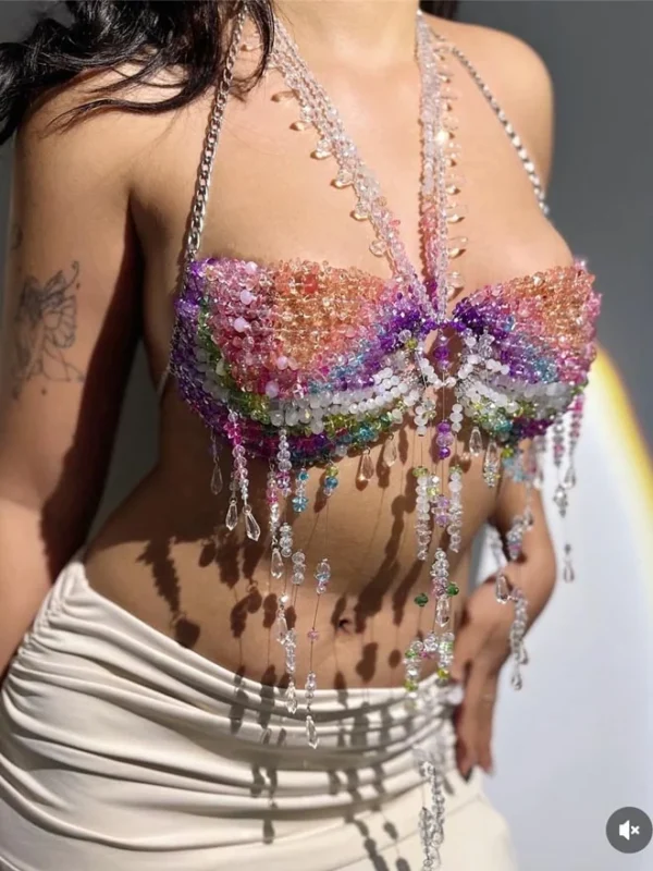 beaded-bra-rainbow-smile-2 Girl wear jewelry beaded bra