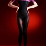 sexy-bodystocking-off-shoulder-stocking-1 women's sexy off-shoulder bodystocking sheer lace bodysuit with ruffled neckline hosiery lingerie