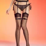 sexy-garter-stocking-cute-polka-dots-stockings-1 women's sexy cute polka dot garter stockings with suspender belt and dotted lace-top hosiery lingerie