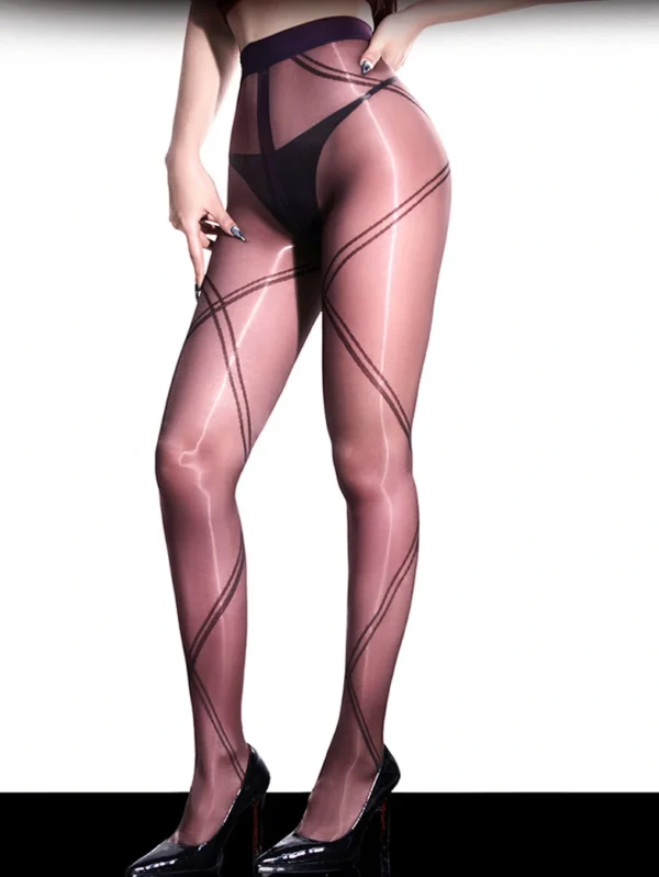 sexy-stockings-cross-lines-pantyhose-10 Women's sexy cross lines pantyhose geometric criss-cross pattern sheer tights