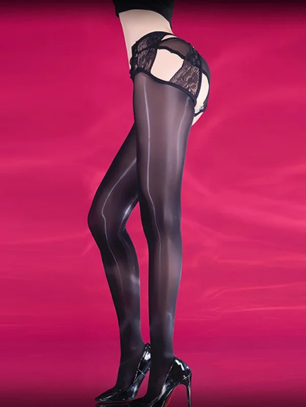 sexy-stockings-cute-crotchless-pantyhose-4 Cute black crotchless pantyhose sexy open-crotch hosiery with bowknot design for women
