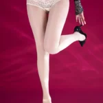 sexy-stockings-cute-crotchless-pantyhose-7 Cute beige crotchless pantyhose sexy open-crotch hosiery with bowknot design for women