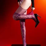 sexy-stockings-leg-hollow-crotchless-pantyhose-7 Women's sexy leg hollow crotchless pantyhose with vintage jacquard pattern and open-crotch pull-aside design sheer hosiery lingerie