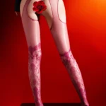 sexy-stockings-leg-hollow-crotchless-pantyhose-8 Women's sexy leg hollow crotchless pantyhose with vintage jacquard pattern and open-crotch pull-aside design sheer hosiery lingerie