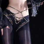 sexy-stockings-low-waist-pantyhose-2 Low-rise pantyhose for women with leopard print waist strap and adjustable tie belt sexy sheer hosiery