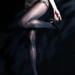 sexy-stockings-perspective-lace-pantyhose-3 women's sexy sheer lace pantyhose with see-through lace at waist and hips hosiery lingerie