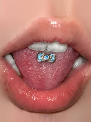 body-jeweller-bownot-tongue-stud-1 Diamond sparkling bowknot tongue stud piercing