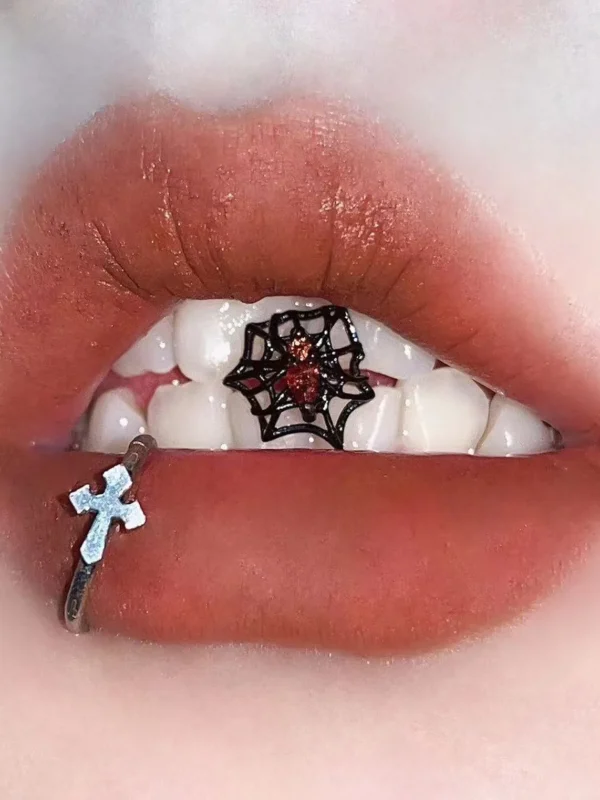body-jeweller-cobweb-tongue-stud-4 Gothic cobweb design tongue studs - Bubbleoo body jewelry