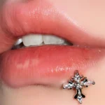 body-jeweller-cross-piercing-stud-2 Sparkling diamond cross vintage lip piercing stud