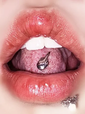 body-jeweller-fk-tongue-stud-1 Silver FK initial tongue stud piercing | Bubbleoo