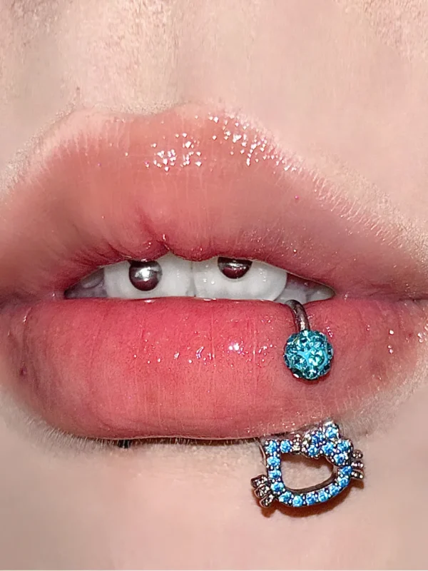 body-jeweller-hi-kitty-lip-piercing-rings-2 Bubbleoo cute kitty sparkling lip piercing rings with gems