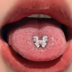 body-jewellery-pearl-butterfly-tongue-stud-2 Bubbleoo pearl butterfly tongue stud worn in mouth