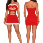 christmas-lingerie-hollow-dress-5 Stretchy fishnet Christmas outfit lingerie set