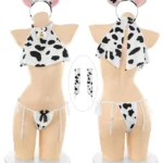 cow-costumes-5-pieces-lingerie-set-6 (1) Sexy cow print micro bikini costume with matching bottoms