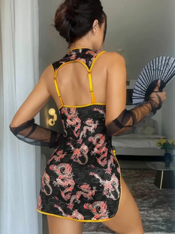 exotic-lingerie-black-cheongsam-dress-2 Exotic qipao lingerie with high cut and cutout